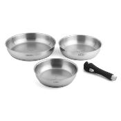 3 po�les 20/24/28 cm amovible inox 18/8 induction 